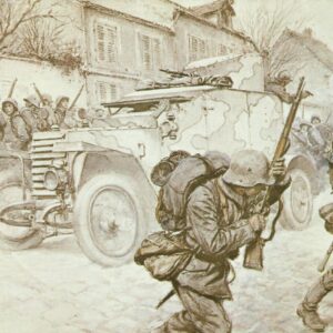 armoured car surprises a German infantry