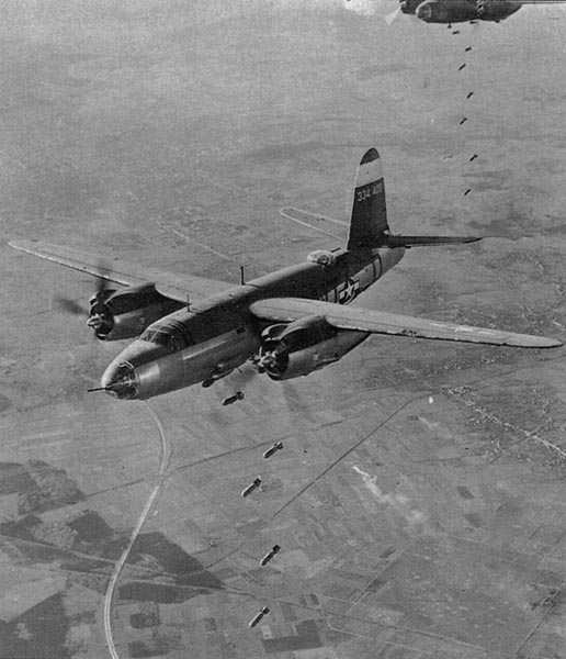 B-26 Marauders bomb targets in Western Europe