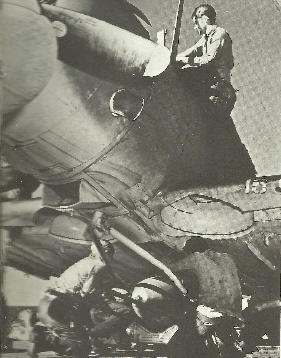 1,000lb bomb is fitted to a Dauntless