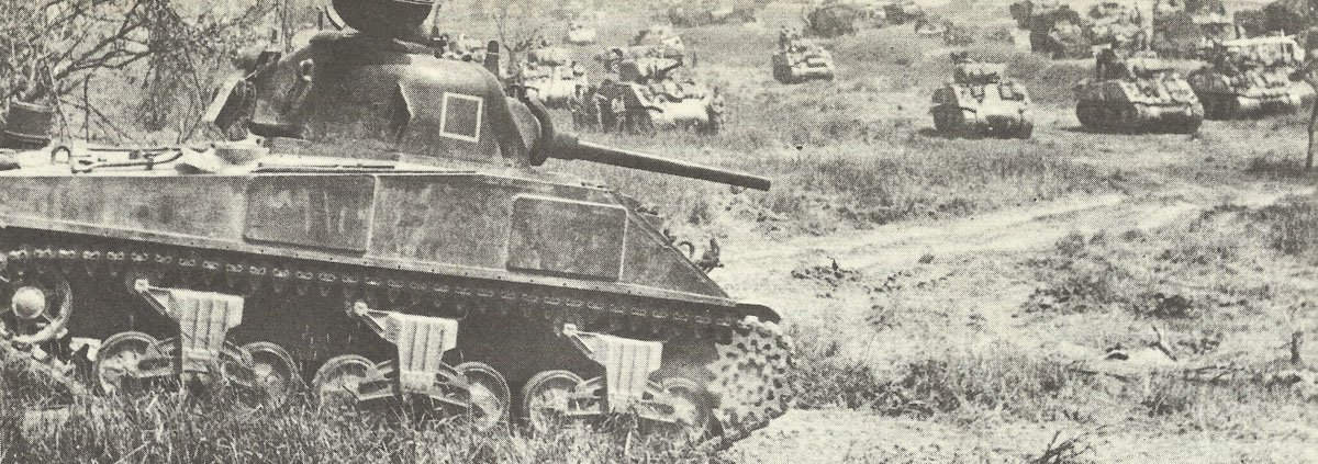 Sherman tanks advance to Monte Cassino