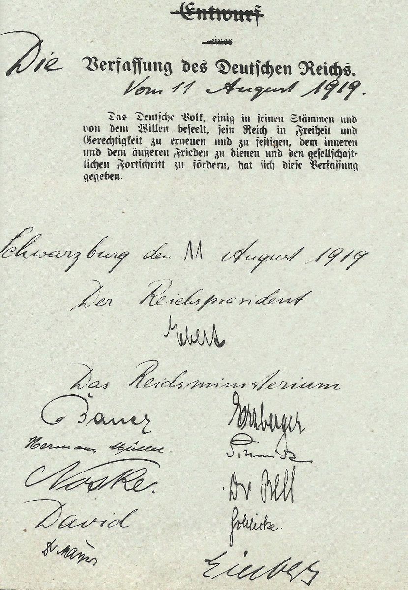 Diary December 31, 1918 8 preamble to the final constitution of the German Reich