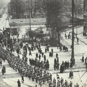 Reichswehr troops marched across Potsdamer Platz in Berlin