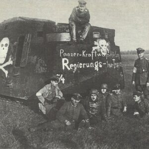 German armour troop with an A7V assault tank