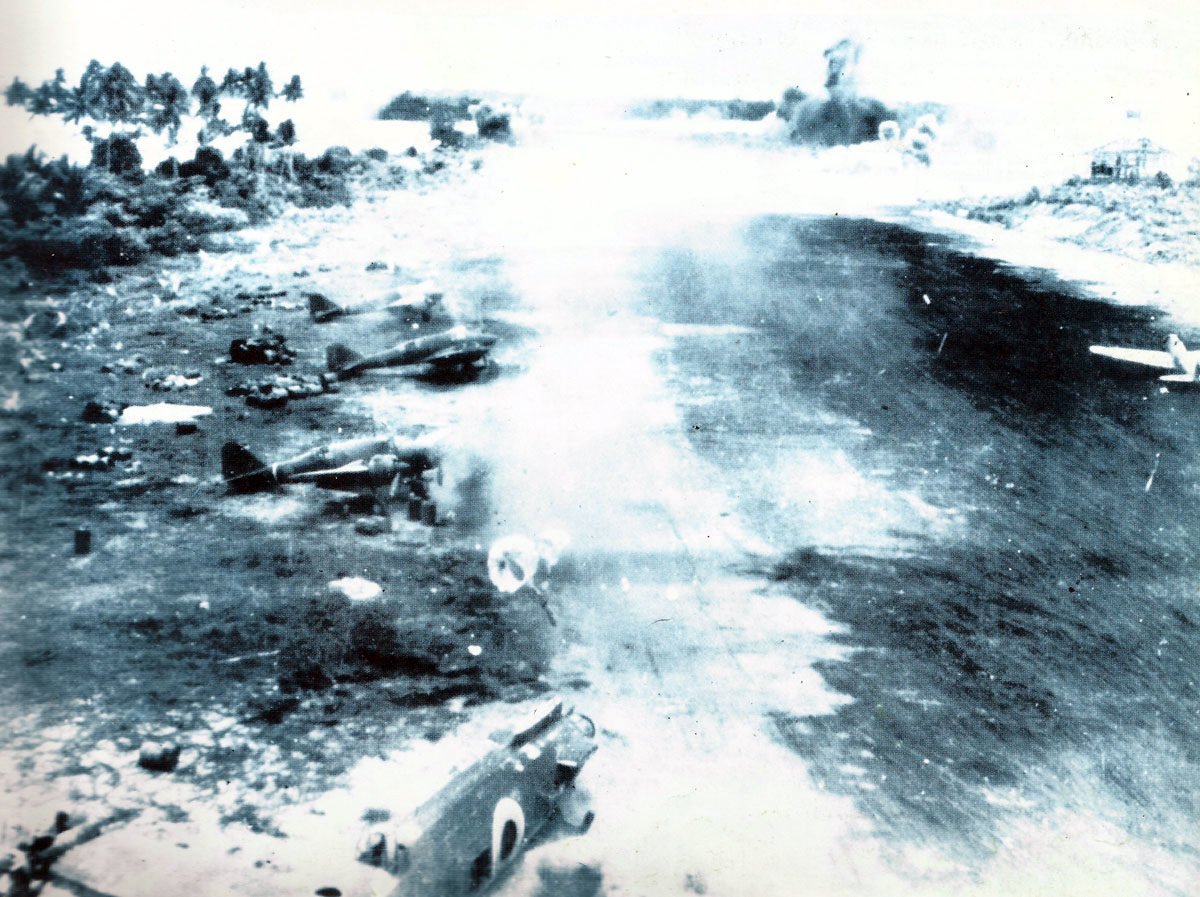 bombing Japanese airfield