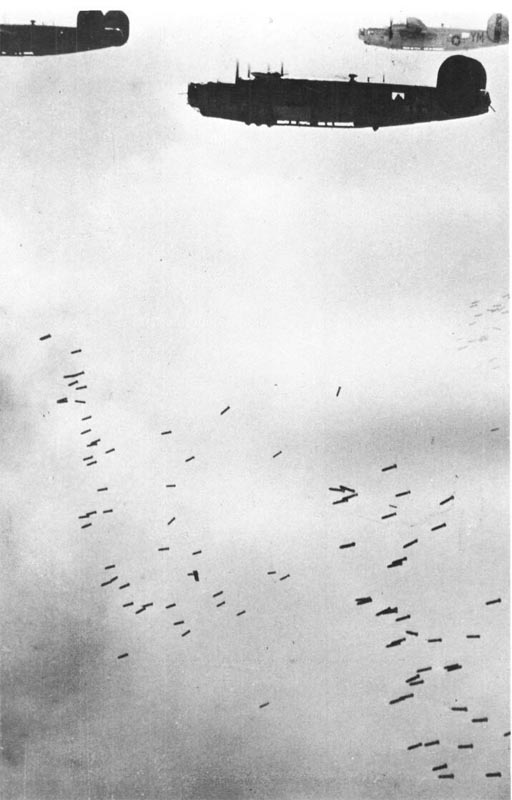 B-24 Liberators dropping bombs