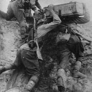 soldiers transport supplies across rough terrain