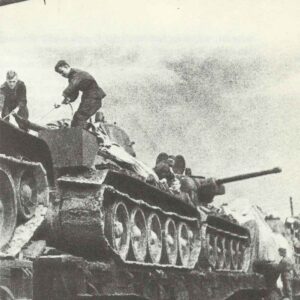 T-34 M44 (85-mm gun) on railway wagons