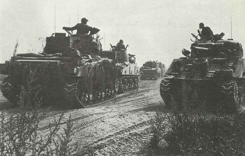 British armoured division equipped with Sherman tanks