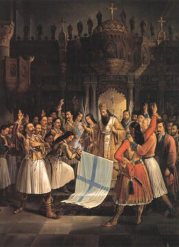 Germanos of Patras blesses the Greek flag 