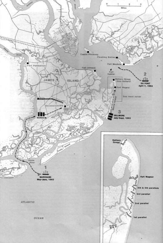 Charleston Harbor with its forts