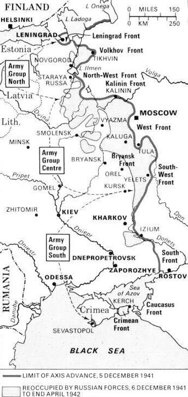 Map Russian front winter 1941-42